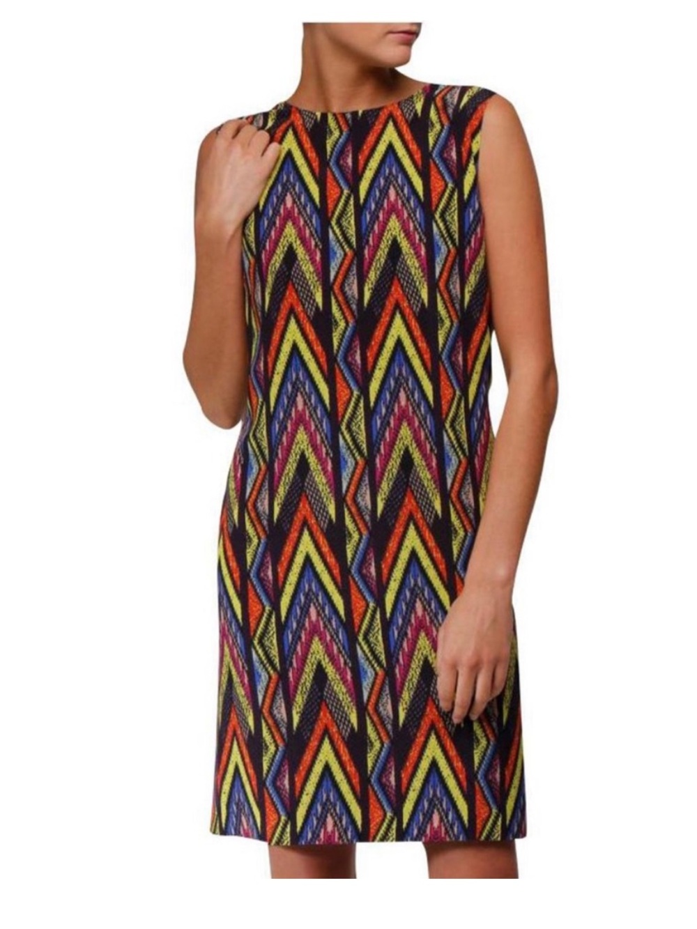M Missoni Zigzag Tribal Print Sleeveless Shift Dress IT 44 US 8